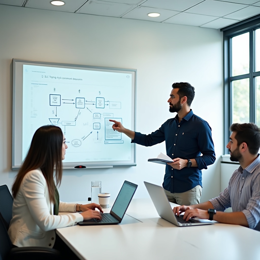 Sessione di onboarding piattaforma con team aziendale e schermo condiviso